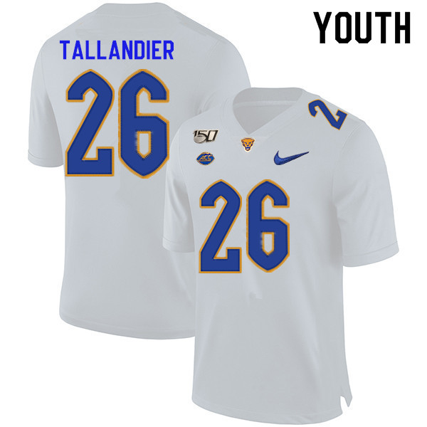 2019 Youth #26 Judson Tallandier Pitt Panthers College Football Jerseys Sale-White
